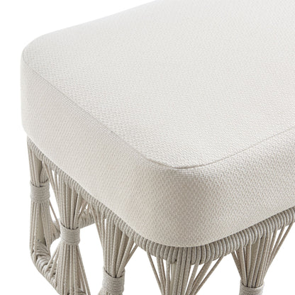Breeze - Cream Metal Outdoor Ottoman With Cushions - Pearl
