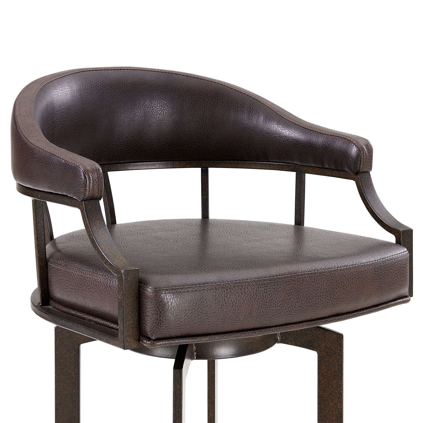 Pharaoh - Swivel Faux Leather Bar Stool - Brown Finish