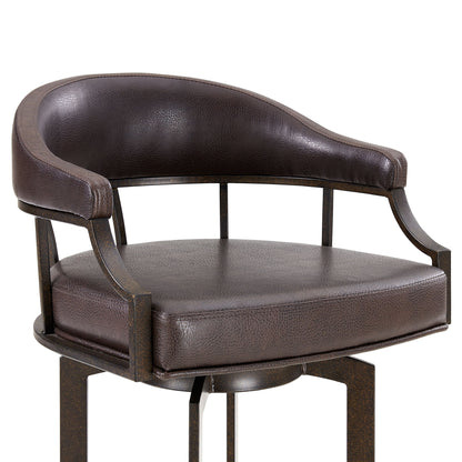 Pharaoh - Swivel Faux Leather Bar Stool - Brown Finish