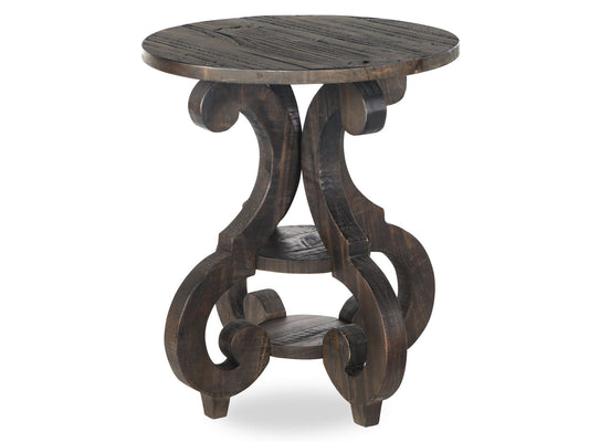 Bellamy - Round Accent End Table - Weathered Pine