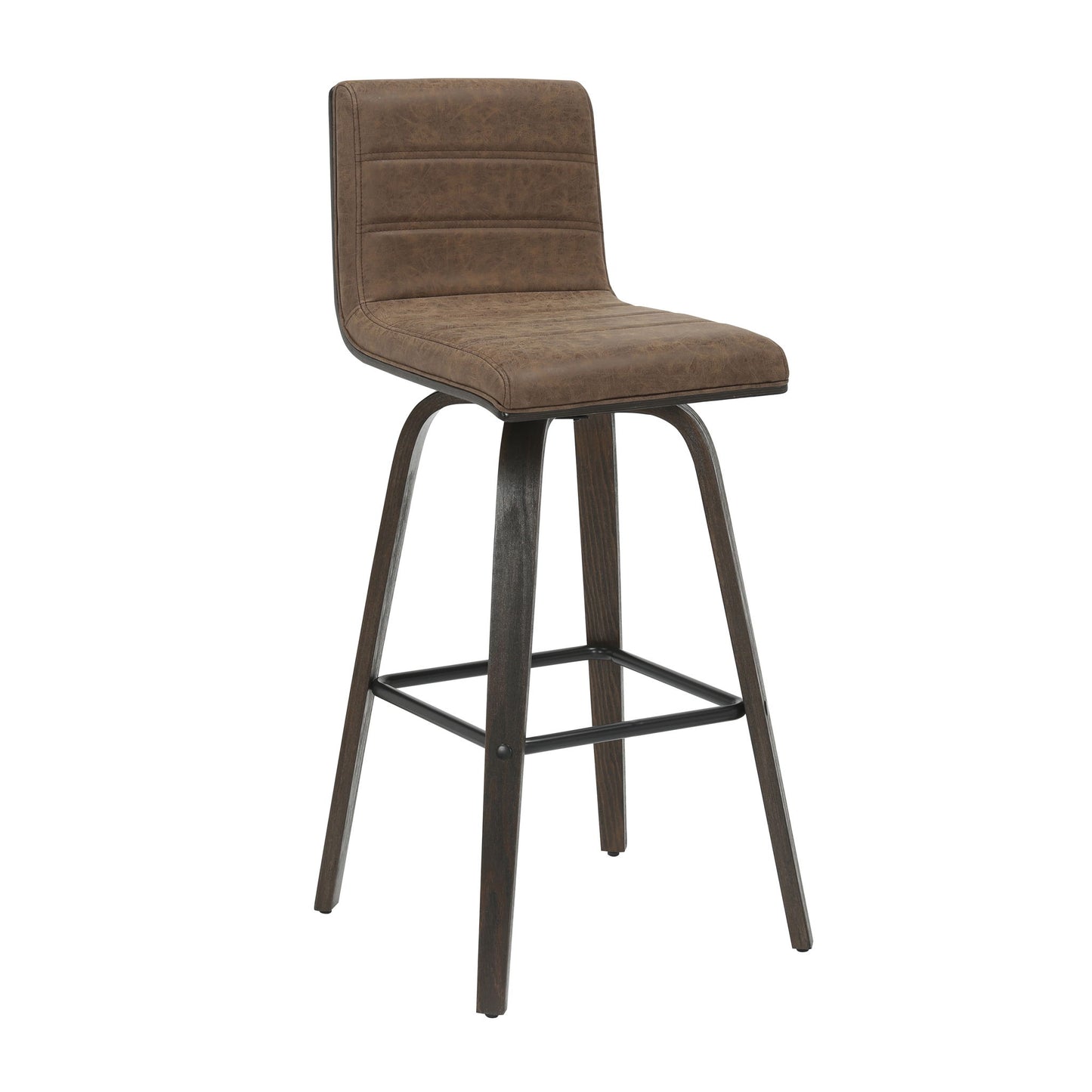 Vienna - 39.5" Swivel Bar Height Square Back Wood Bar Stool With Faux Leather Seat