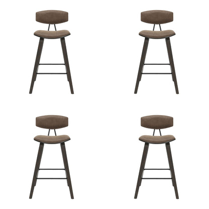 Fox - Counter Height Curved Back Wood Bar Stool With Faux Leather Seat
