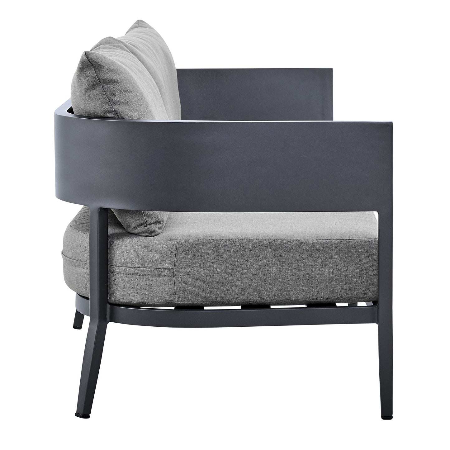 Argiope - 4 Piece Outdoor Aluminum & Fabric Outdoor Conversation Set - Dark Gray