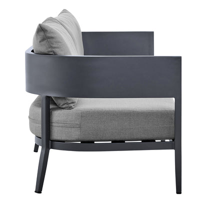 Argiope - 4 Piece Outdoor Aluminum & Fabric Outdoor Conversation Set - Dark Gray