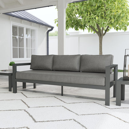 Grayton - Outdoor Aluminum Sofa - Dark Gray