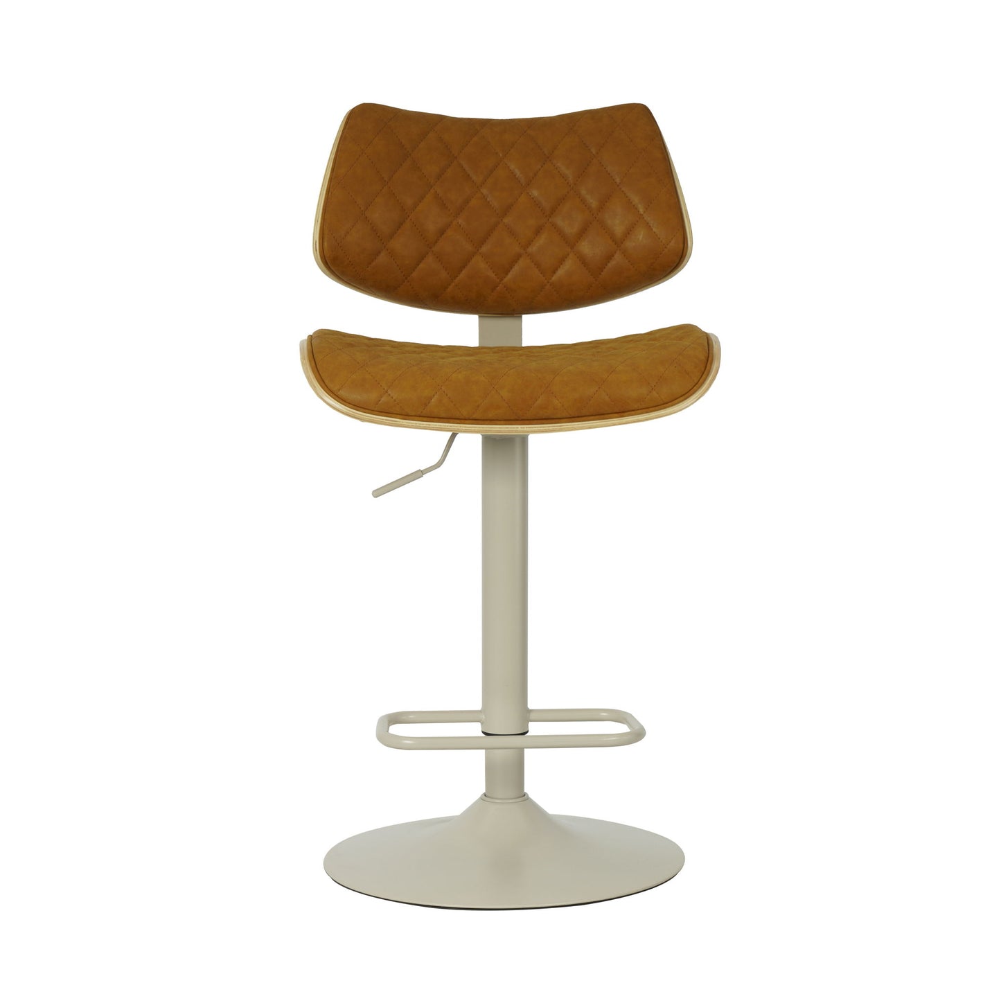 Leland - Adjustable Swivel Curved Back Wood Bar Stool With Faux Leather Seat