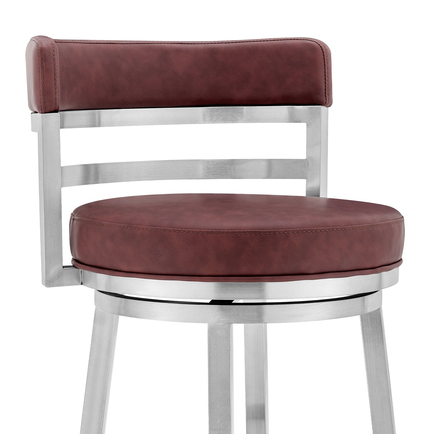 Titana - Swivel Faux Leather And Brushed Stainless Steel Bar Stool