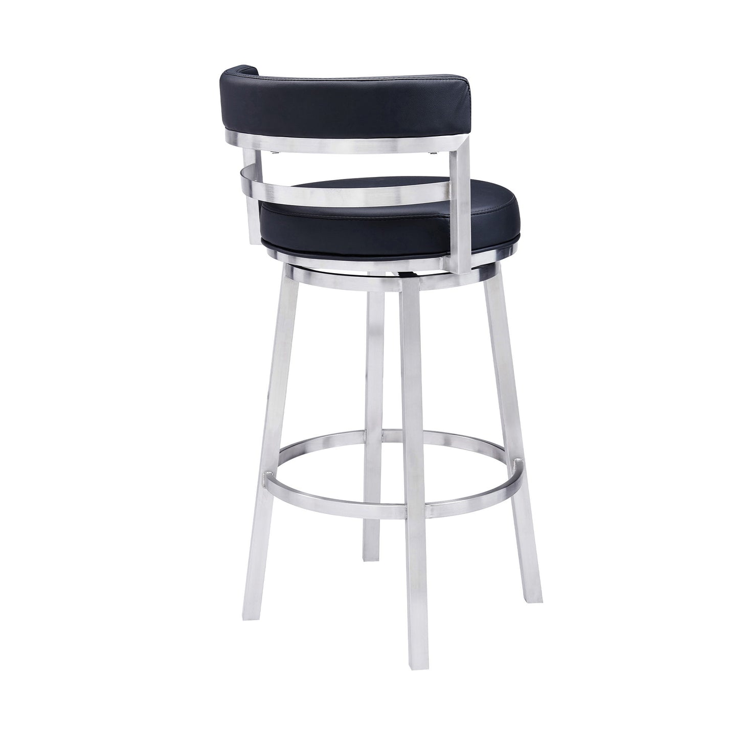 Titana - Swivel Faux Leather And Brushed Stainless Steel Bar Stool