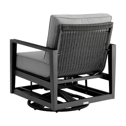 Grand - Aluminum Outdoor Swivel Glider Chair With Cushions - Black / Dark Gray