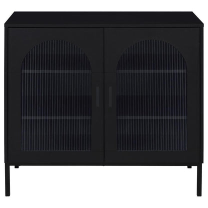 Jess - 2-Door Arched Fluted Glass Accent Cabinet - Black