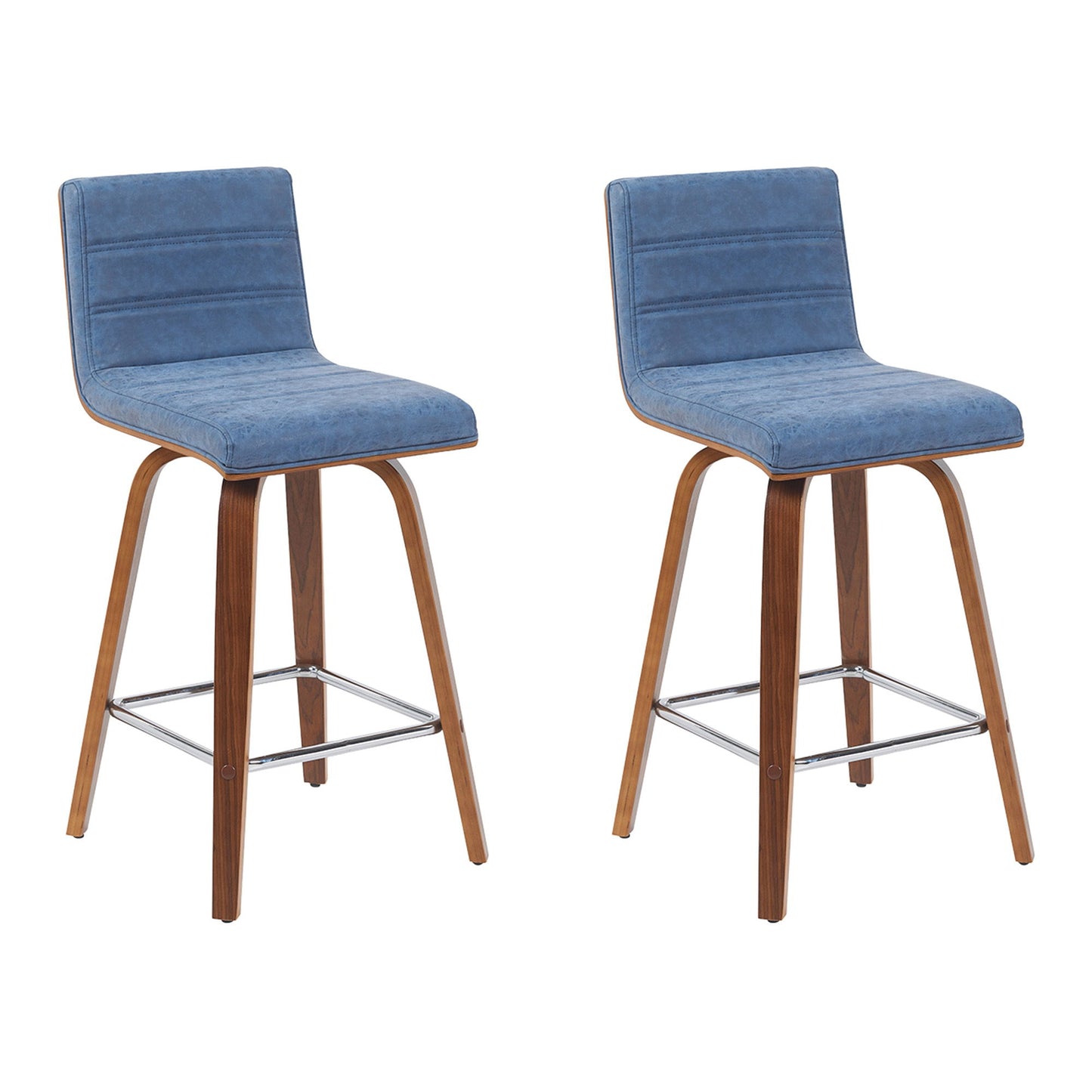 Vienna - Modern Counter Height Swivel Bar Stool - Walnut Finished Wood Frame