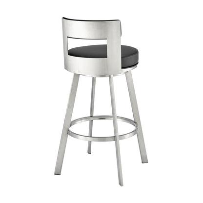 Lynof - Swivel Bar Stool - Brushed Stainless Steel Finish