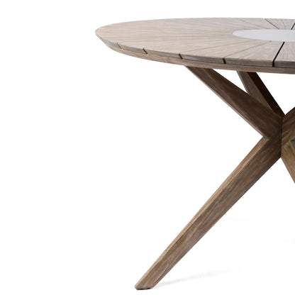Oasis - Outdoor Light Eucalyptus Wood And Concrete Round Dining Table