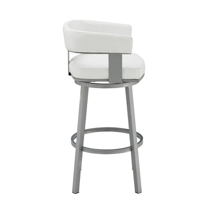 Lorin - 26" Counter Height Swivel Bar Stool - Silver / White