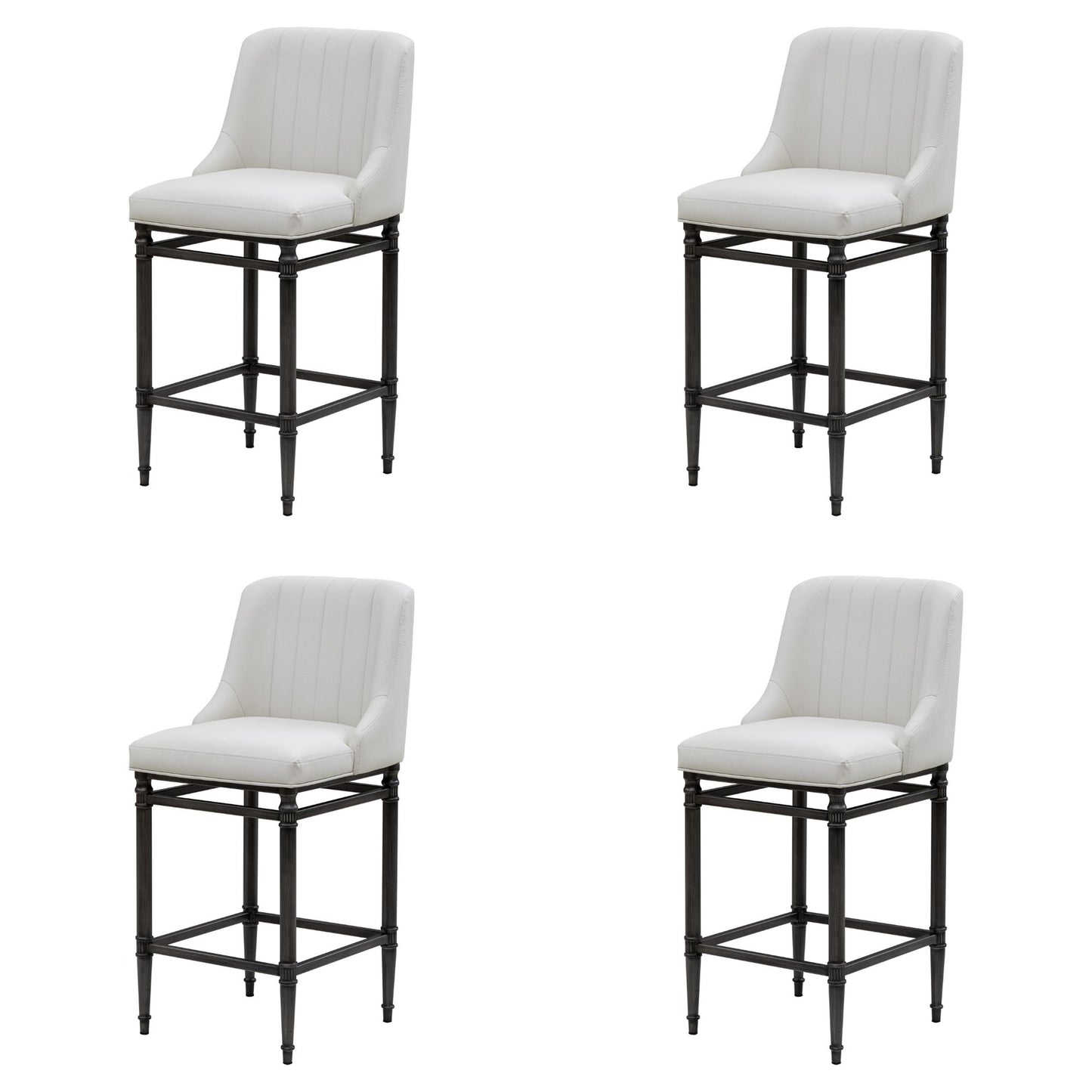 Marvin - Steel Frame Faux Leather Upholstered Bar Height Barstool