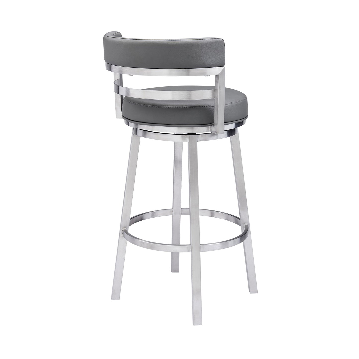 Titana - Swivel Faux Leather And Brushed Stainless Steel Bar Stool