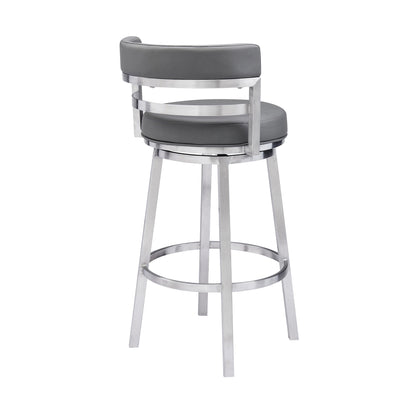 Titana - Swivel Faux Leather And Brushed Stainless Steel Bar Stool