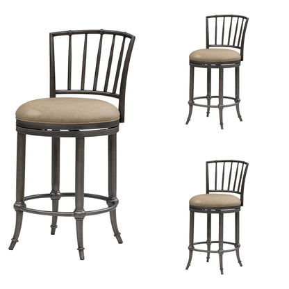 Vince - Commercial Grade Steel Frame Faux Leather Upholstered Swivel Counter Height Barstool