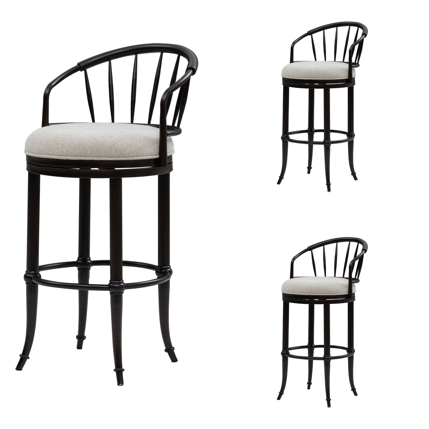 Luther - Commercial Grade Steel Frame Fabric Upholstered Swivel Bar Height Barstool