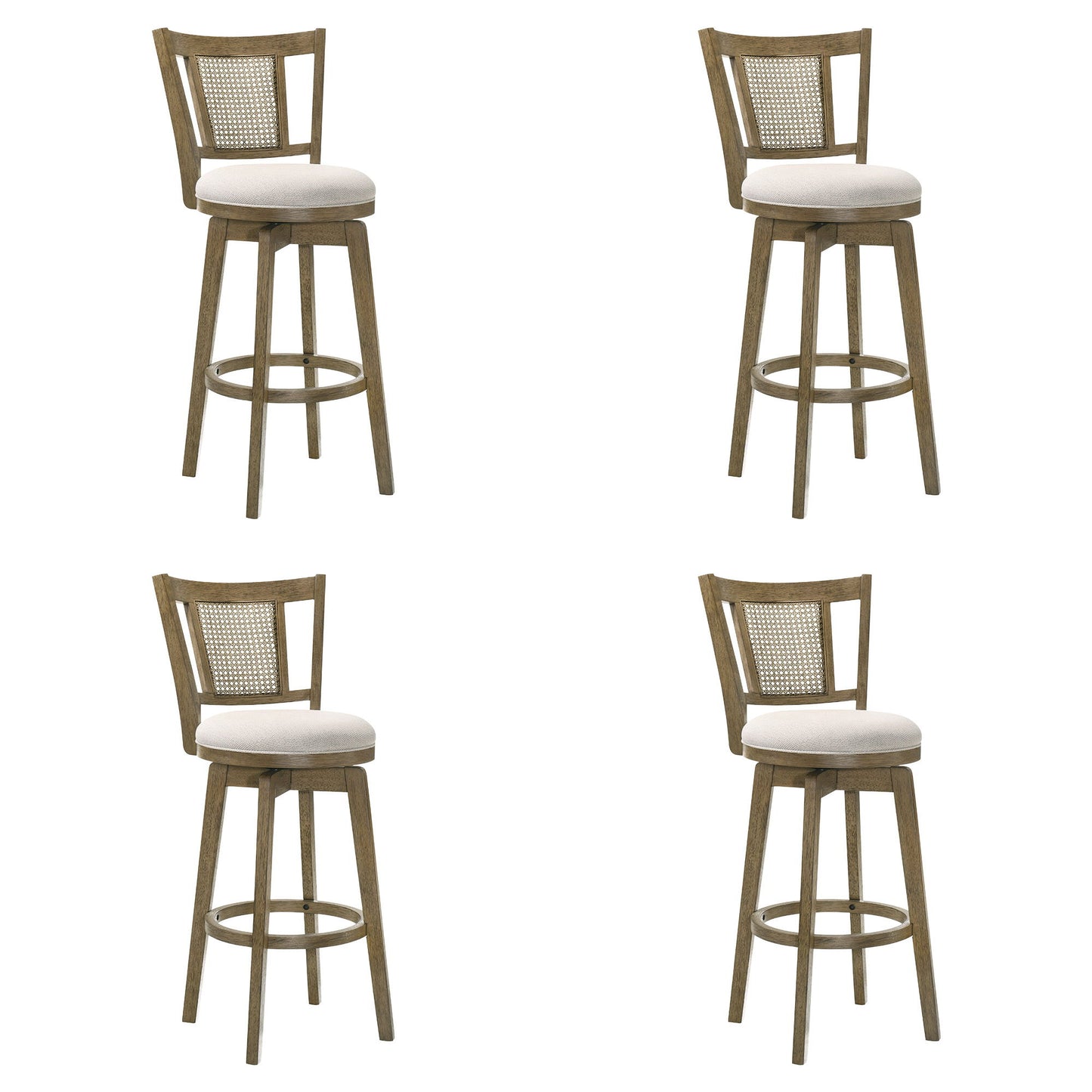 Isla - 30" Putty Brown Bar Height Rubberwood Swivel Barstool