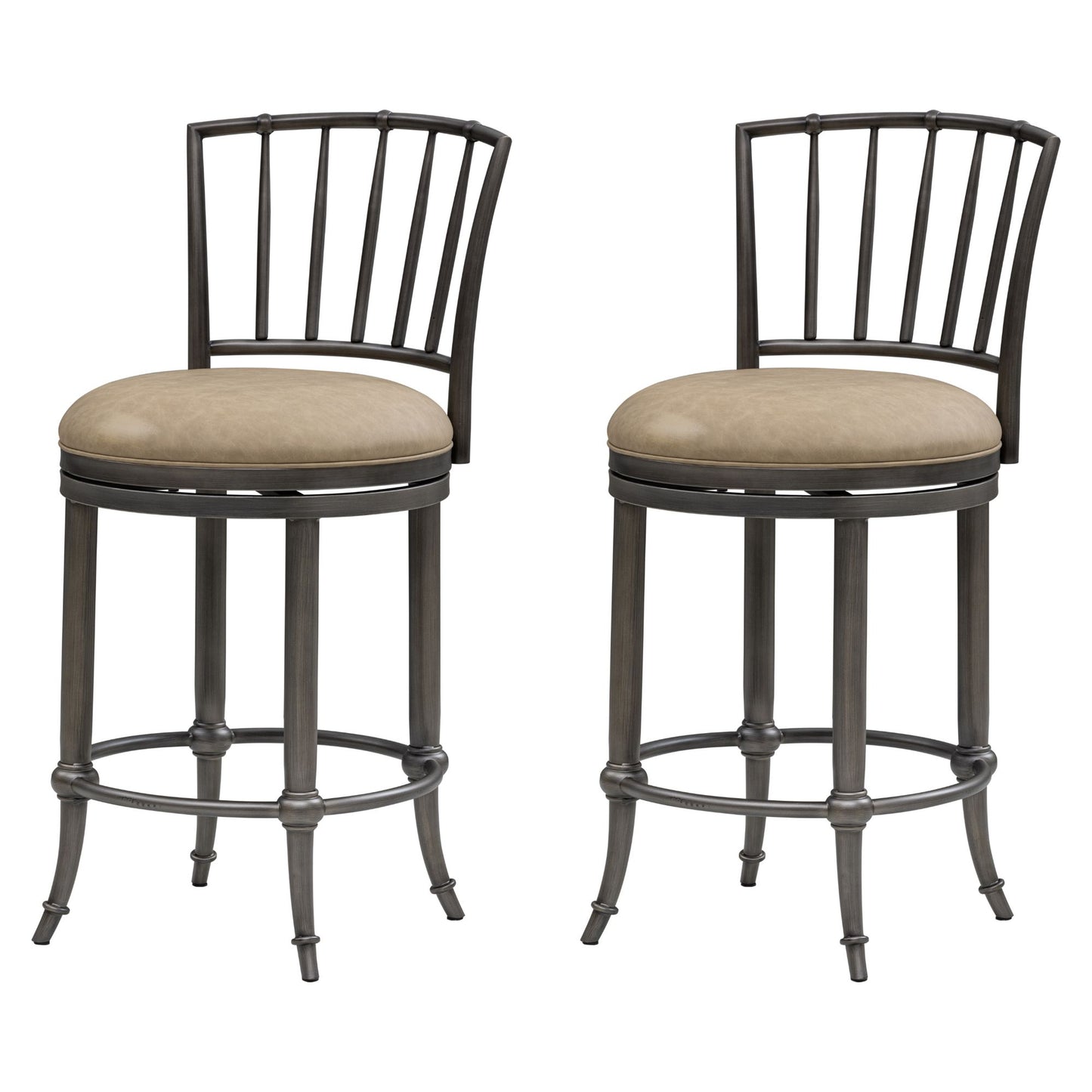Vince - Commercial Grade Steel Frame Faux Leather Upholstered Swivel Counter Height Barstool