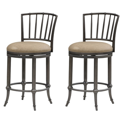 Vince - Commercial Grade Steel Frame Faux Leather Upholstered Swivel Counter Height Barstool