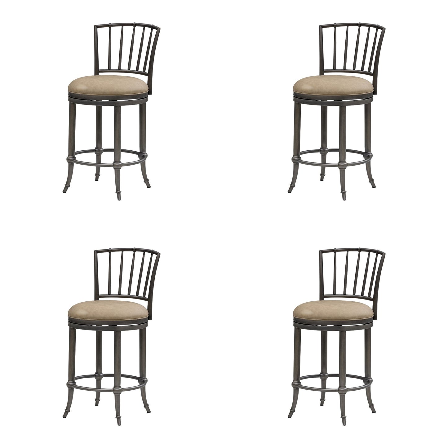 Vince - Commercial Grade Steel Frame Faux Leather Upholstered Swivel Counter Height Barstool