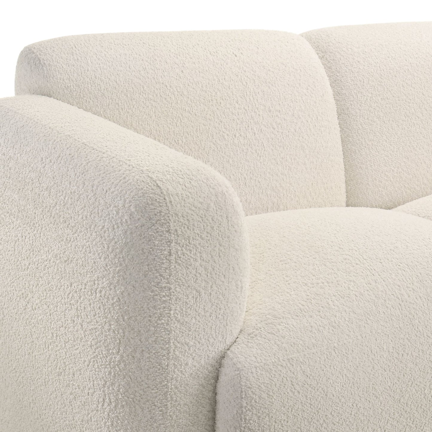 Sierra - Boucle Fabric Loveseat With Rounded Arms - Ivory