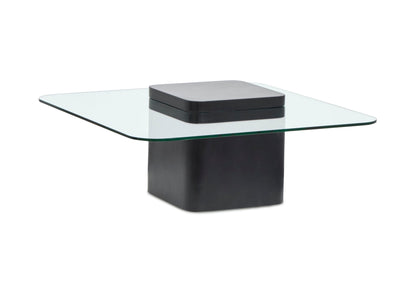 Donora - Square Cocktail Table - Clear Glass And Obsidian