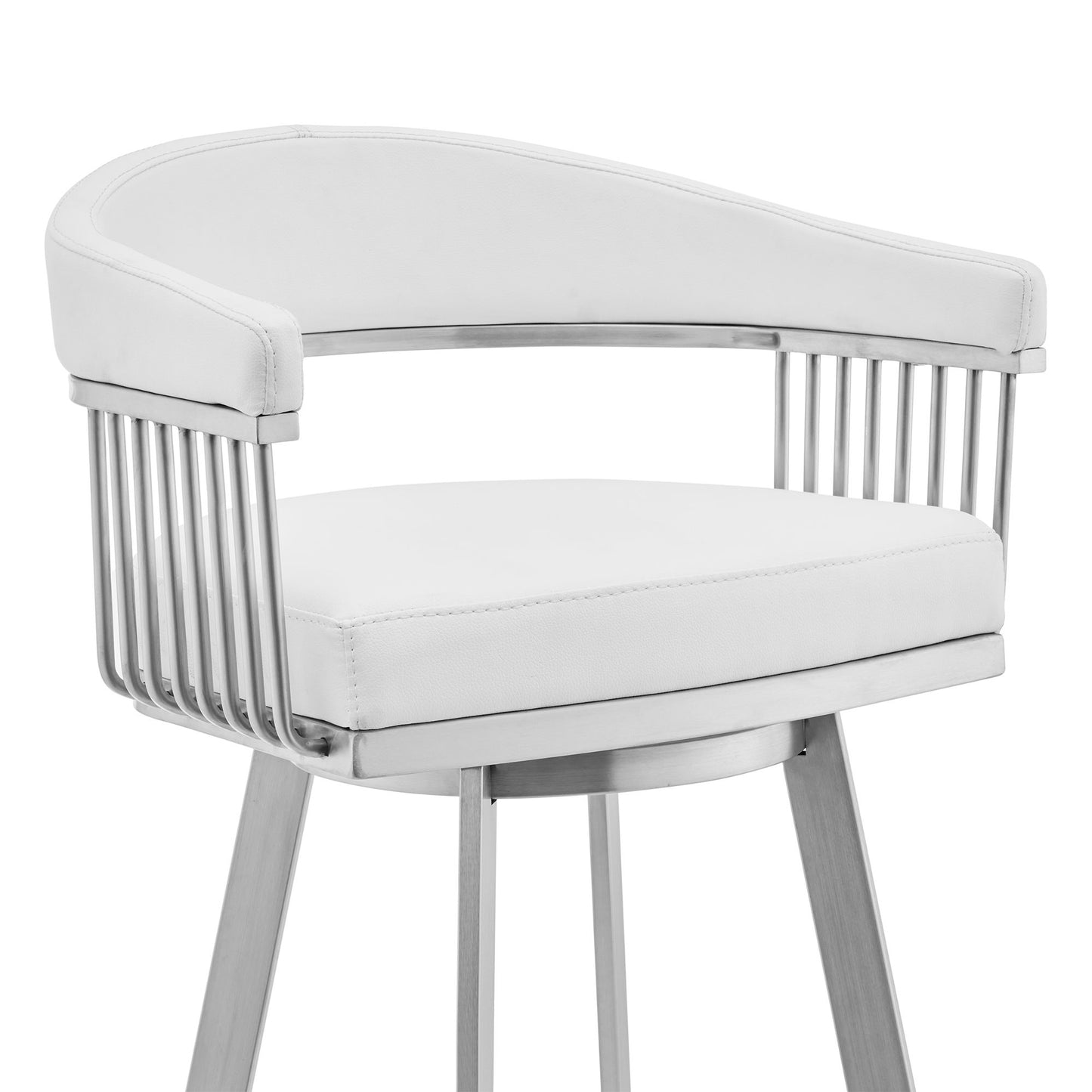 Bronson - Faux Leather And Brushed Stainless Steel Swivel Bar Stool