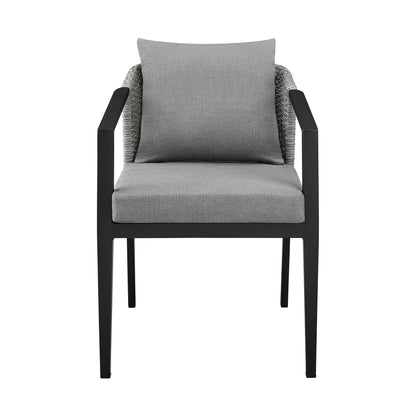 Palma - Outdoor Patio Dining Chairs In Aluminum And Wicker With Gray Cushions - (Set of 2)