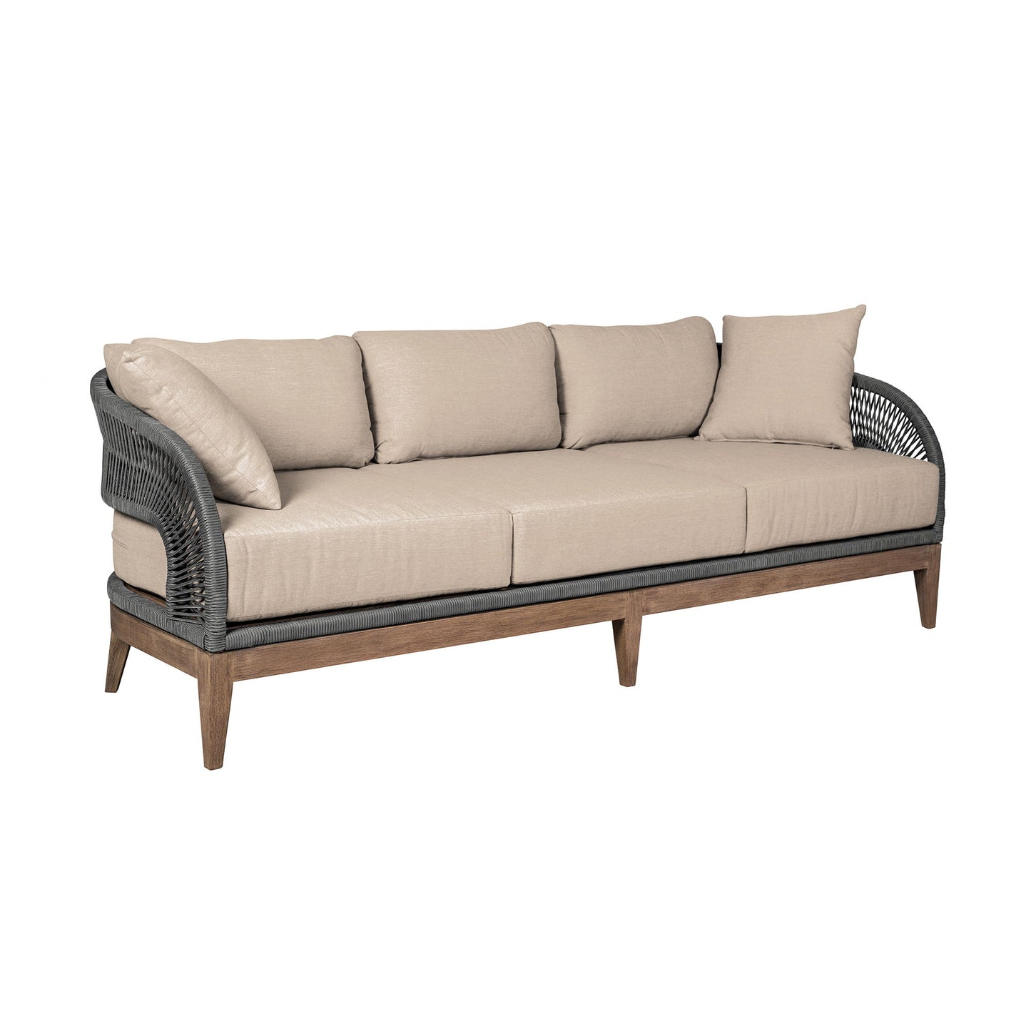 Orbit - 4 Piece Outdoor Patio Conversation Set - Weathered Eucalyptus / Taupe