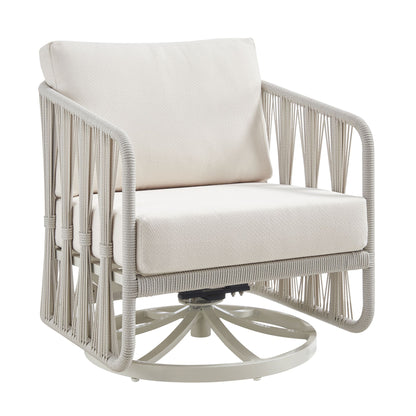 Breeze - Cream Metal Outdoor Swivel Lounge Chair With Cushions - Pearl