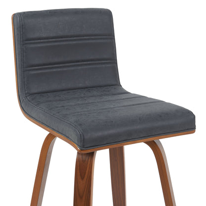 Vienna - Modern Swivel Bar Height Stool - Walnut Finished Wood Frame