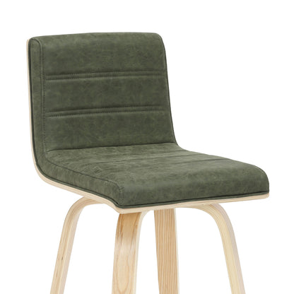 Vienna - 35.5" Swivel Counter Height Square Back Wood Bar Stool With Faux Leather Seat