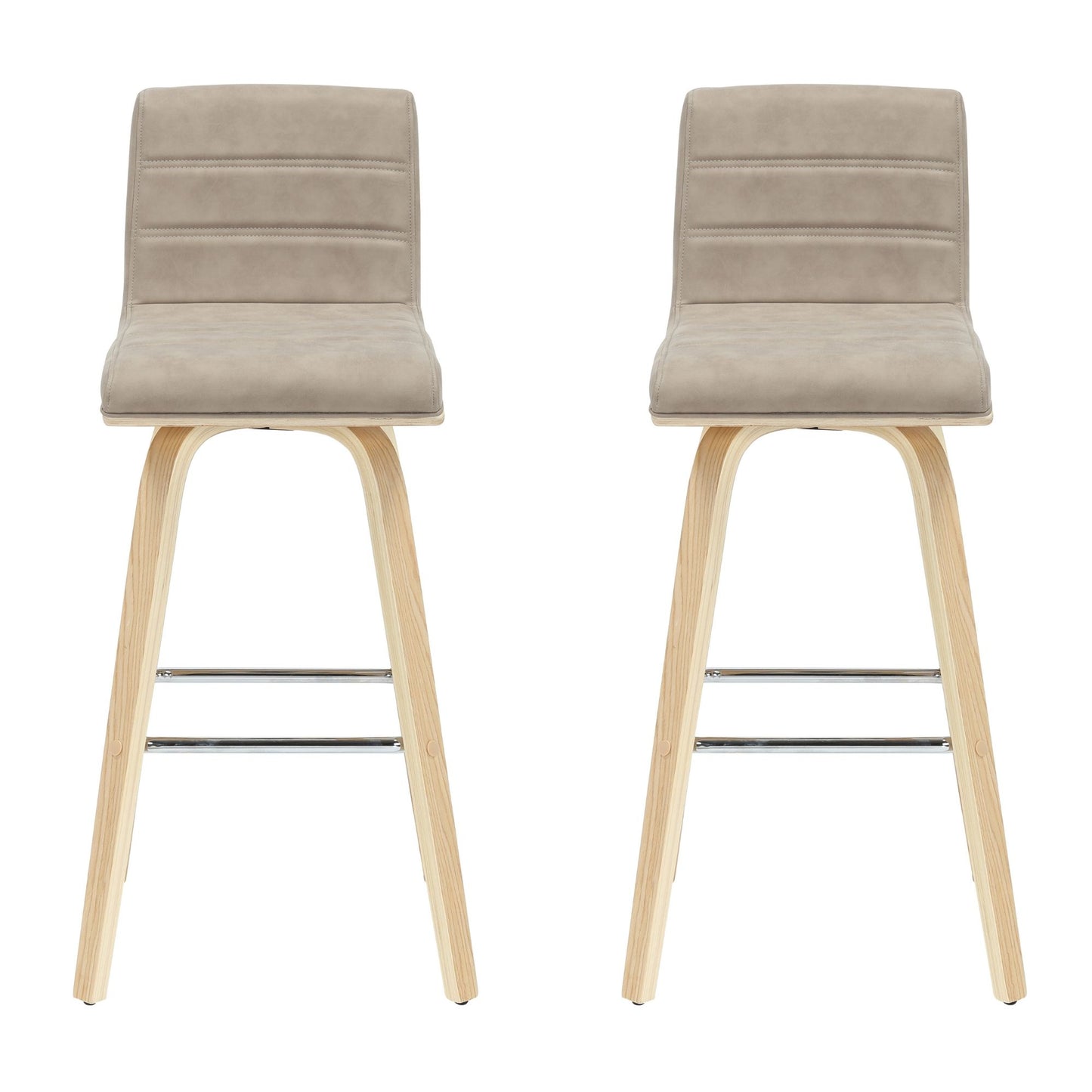 Vienna - 39.5" Swivel Bar Height Square Back Wood Bar Stool With Faux Leather Seat