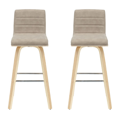 Vienna - 39.5" Swivel Bar Height Square Back Wood Bar Stool With Faux Leather Seat