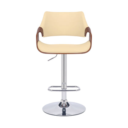 Aspen - Adjustable Swivel Bar Stool With Chrome Base - Cream / Walnut