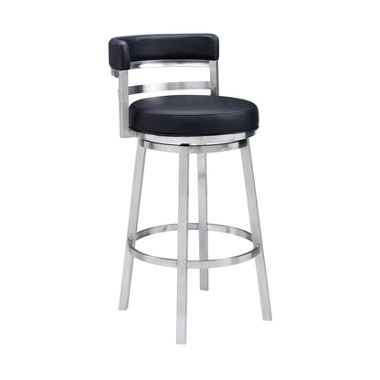 Titana - Swivel Faux Leather And Brushed Stainless Steel Bar Stool