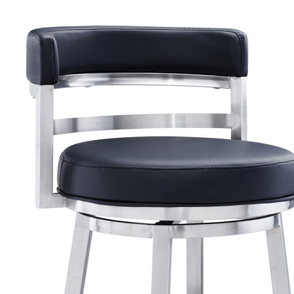Titana - Swivel Faux Leather And Brushed Stainless Steel Bar Stool