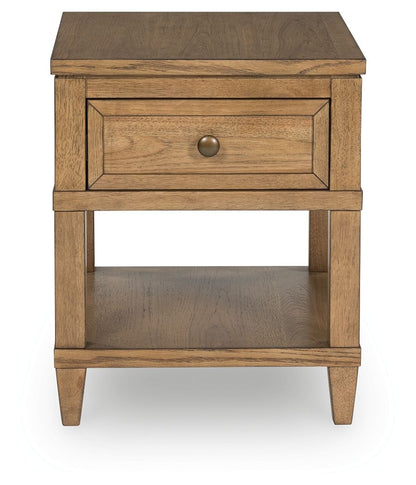 Sharlance - Rectangular End Table - Light Brown