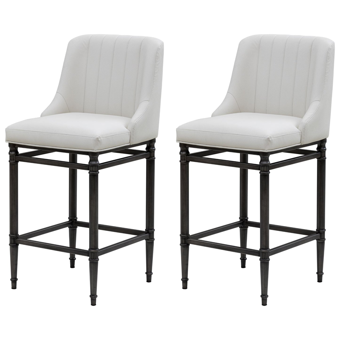 Marvin - Steel Frame Faux Leather Upholstered Bar Height Barstool