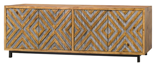 Westside - Console With 4 Doors - Pecan / Silver