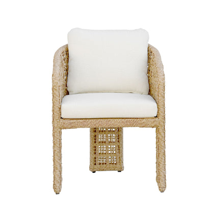 Driftbay - 7-Piece Coastal Rope Outdoor Dining Set - White / Natural