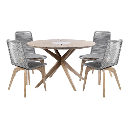 Oasis And Island - Outdoor 5 Piece Dining Set - Light Eucalyptus