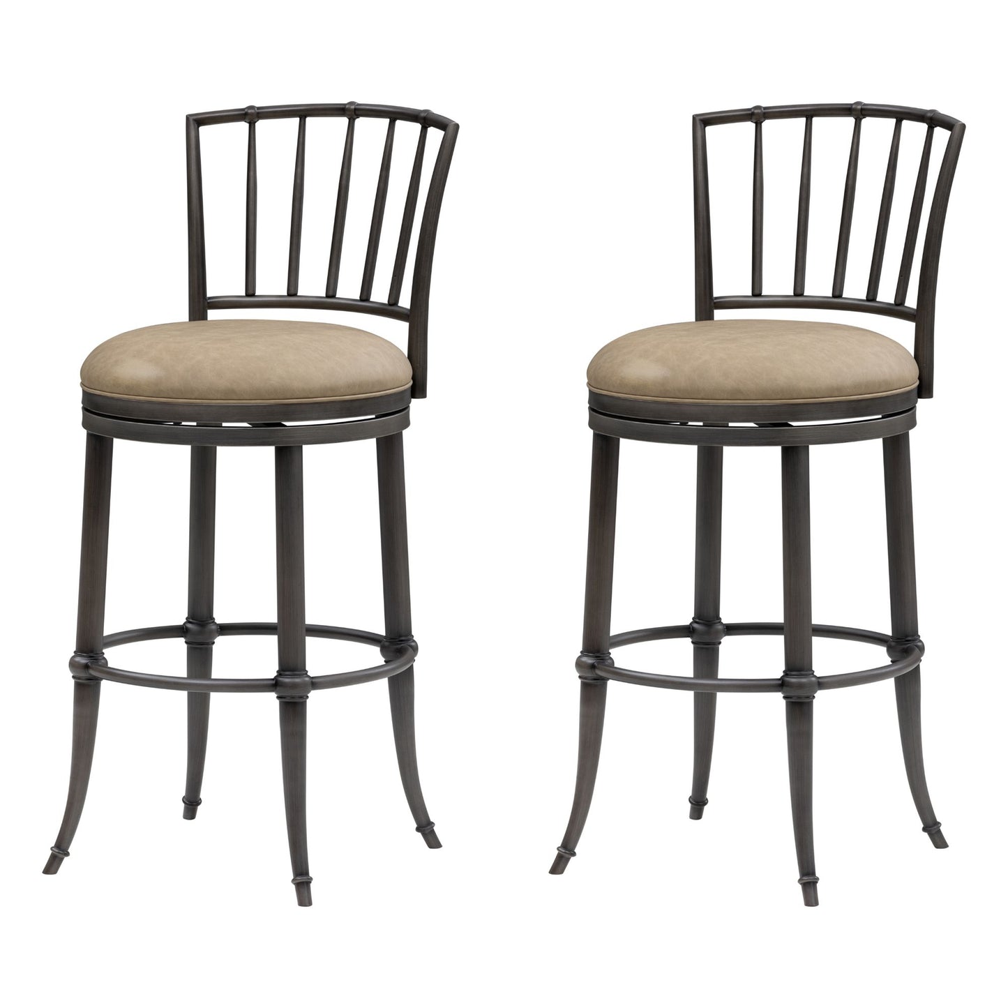 Vince - Commercial Grade Steel Frame Faux Leather Upholstered Swivel Bar Height Barstool