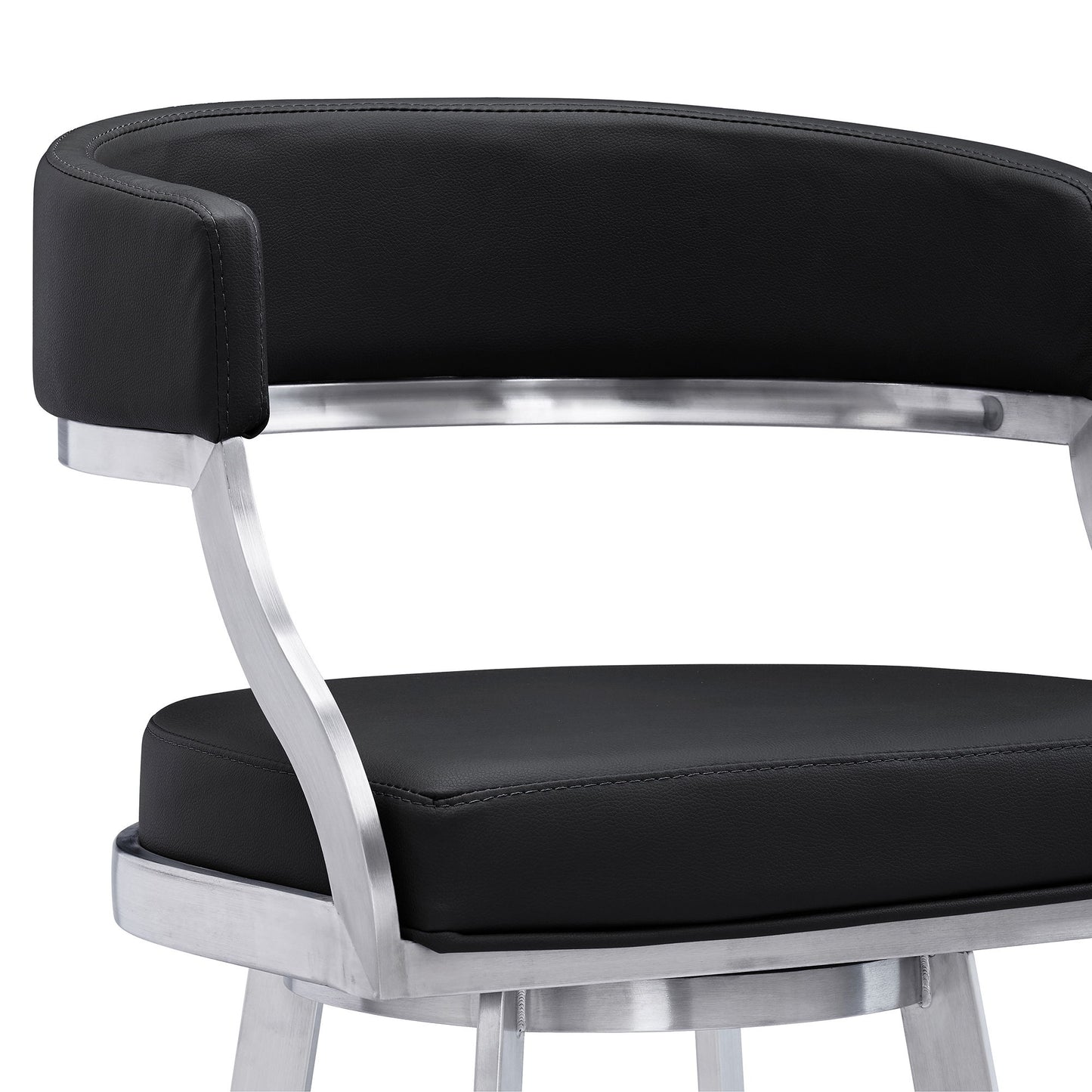 Dione - Swivel Faux Leather And Brushed Stainless Steel Bar Stool