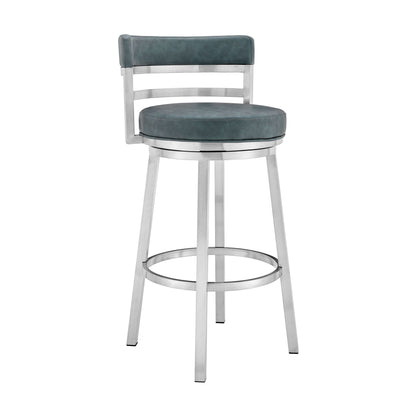 Titana - Swivel Faux Leather And Brushed Stainless Steel Bar Stool