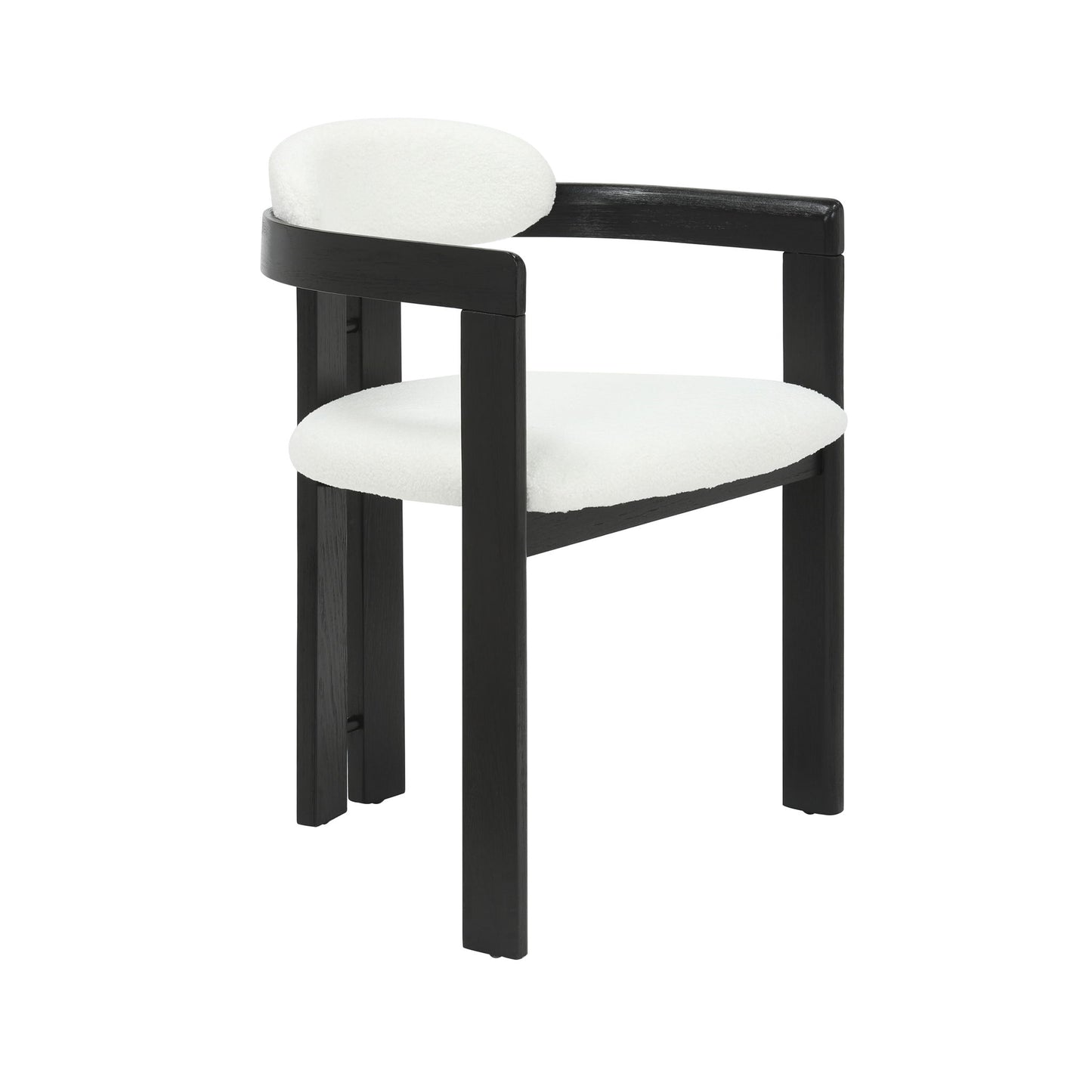 Jazmin - Curved Back Wood Dining Chair With Boucle Fabric Seat Set