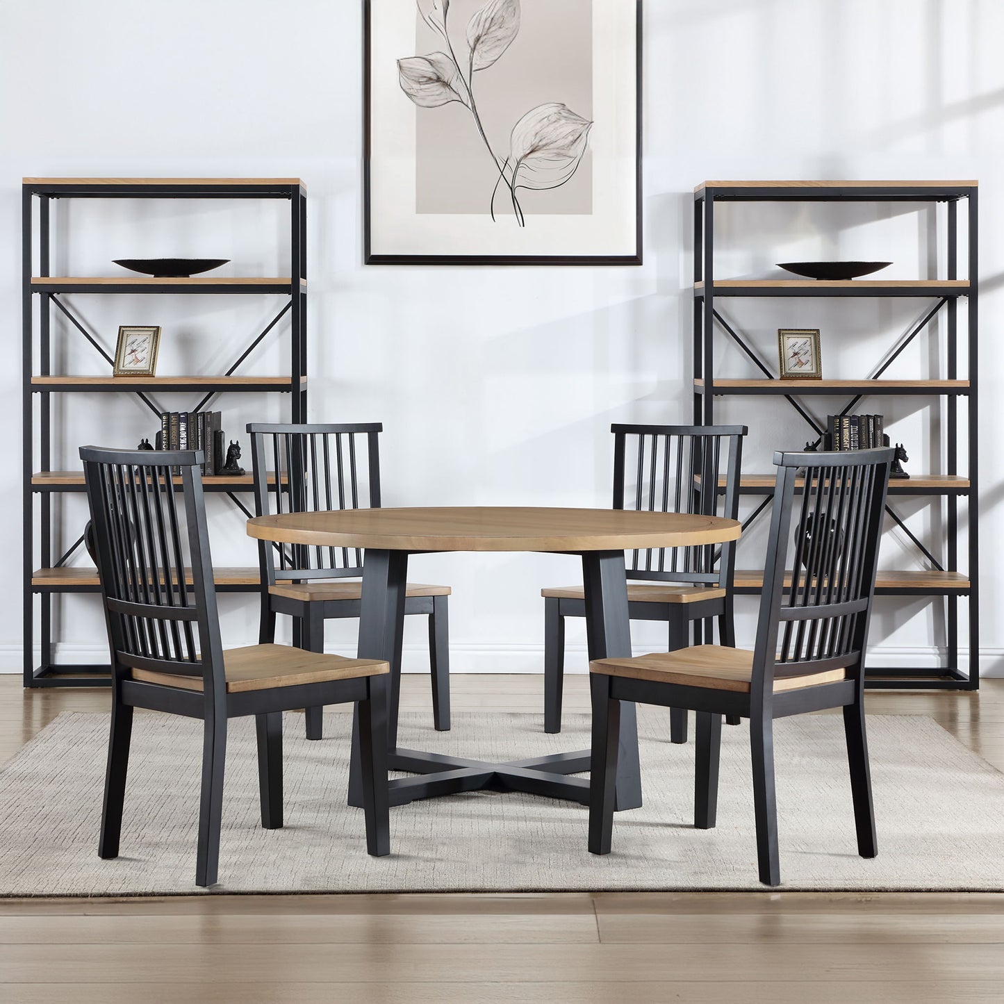 Magnolia - Round Dining Set With Two Tone Table